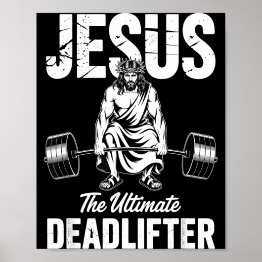 Jesus The Deadlifter Funny Christian Gym Pun  Poster (Voorkant)