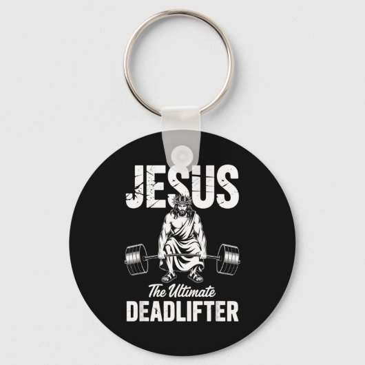 Jesus The Deadlifter Funny Christian Gym Pun  Sleutelhanger (Voorkant)