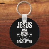 Jesus The Deadlifter Funny Christian Gym Pun  Sleutelhanger (Voorkant)
