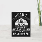 Jesus The Deadlifter - Jesus Deadlifting Christian Kaart (Voorkant)