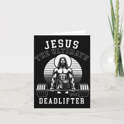 Jesus The Deadlifter - Jesus Deadlifting Christian Kaart (Voorkant)