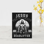 Jesus The Deadlifter - Jesus Deadlifting Christian Kaart (Gele Bloem)