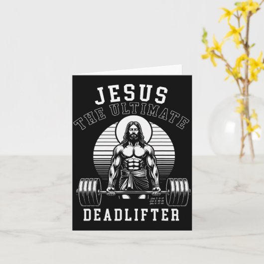 Jesus The Deadlifter - Jesus Deadlifting Christian Kaart (Gele Bloem)