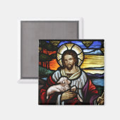 Jesus The Good Shepherd Glas in lood Magnet (Voorkant / Achterkant)