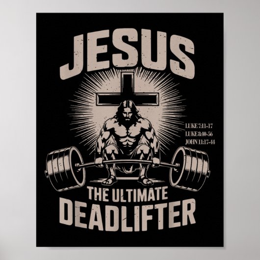 Jesus The Ultimate Deadlifter Muscle Kid Funny Chr Poster (Voorkant)