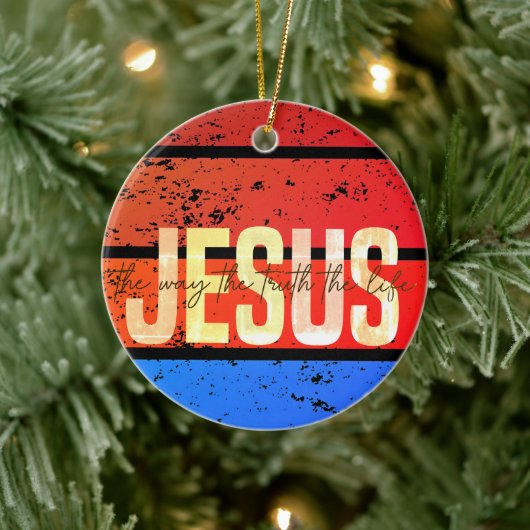 Jesus, The Way, The Truth, The Life Retro Sunset Keramisch Ornament (Boom)