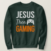 Jesus Then Gaming Funny Christian Video Game  Trui (Design voorkant)