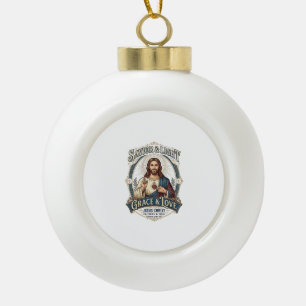 Jesus Thrift Store Vintage Jacht Grafische T-shirt Keramische Bal Ornament