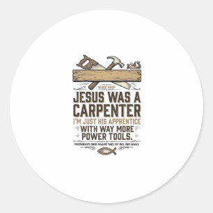 Jesus Timmerman Houtbewerker Leerling Vintage T-sh Ronde Sticker