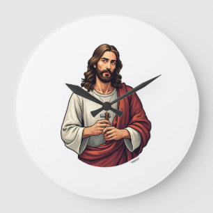 Jesus Timmerman Mark Vintage Graveerkunst T-shirt Grote Klok
