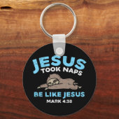 Jesus Took Naps Sloth Funny Bible Verse God Sleutelhanger (Voorkant)