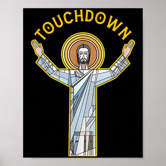 Jesus Touchdown Fun Christian Faith Saying Meme Ch Poster (Voorkant)
