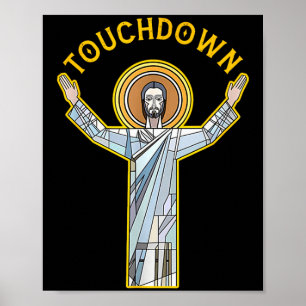 Jesus Touchdown Leuk Christelijk Geloof Grappig Ge Poster