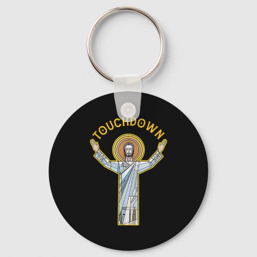Jesus Touchdown Leuk Christelijk Geloof Grappige U Sleutelhanger (Voorkant)