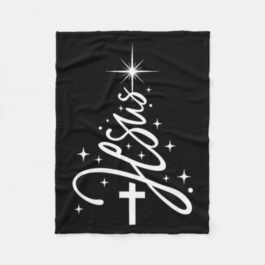 Jesus Tree Christian Christmas Faith Snowflakes Cr Fleece Deken (Voorkant)