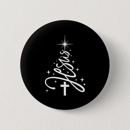 Jesus Tree Christian Christmas Faith Snowflakes Cr Ronde Button 5,7 Cm (Voorkant)
