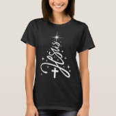 Jesus Tree Christian Christmas Faith Snowflakes Cr T-shirt (Voorkant)