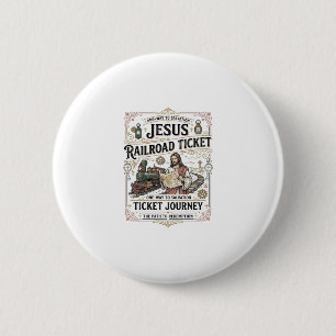 Jesus Treinkaartje Reis Jesus Treinkaartje Ronde Button 5,7 Cm