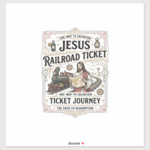 Jesus Treinkaartje Reis Jesus Treinkaartje Sticker