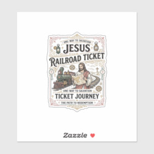 Jesus Treinkaartje Reis Jesus Treinkaartje Sticker