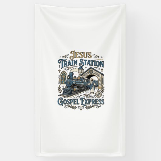 Jesus Treinstation Gospel Express Jesus Treinstati Spandoek (Verticaal)