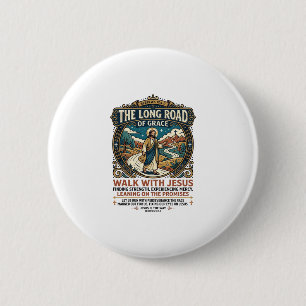 Jesus Trucker Long Haul T-Shirt Inspirerend Gemaak Ronde Button 5,7 Cm
