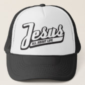 Jesus Trucker Pet - zwart en wit (Voorkant)