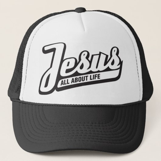 Jesus Trucker Pet - zwart en wit (Voorkant)