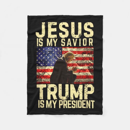 Jesus Trump T-shirt - Jesus Is My Lord Savior Trum Fleece Deken (Voorkant)