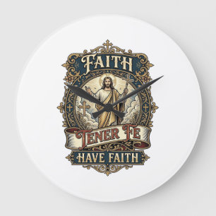 Jesus tweetalige multiculturele gezinnen shirt gel grote klok
