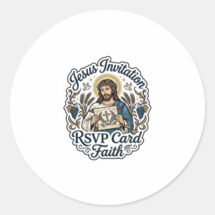 Jesus Uitnodiging RSVP Kaart Geloof Jezus Uitnodig Ronde Sticker
