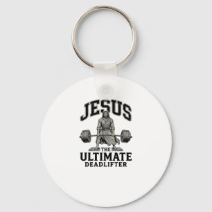 Jesus ultieme deadlifter vintage gym shirt ontwerp sleutelhanger