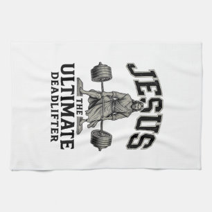 Jesus ultieme deadlifter vintage gym shirt ontwerp theedoek