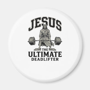 Jesus ultieme deadlifter vintage gymshirt ontwerp magneet
