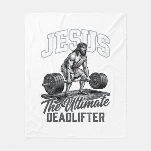 Jesus ultieme deadlifter vintage vector shirt Des Fleece Deken