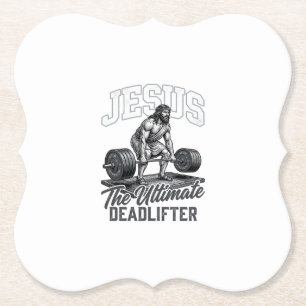 Jesus ultieme deadlifter vintage vector shirt Des Kartonnen Onderzetters