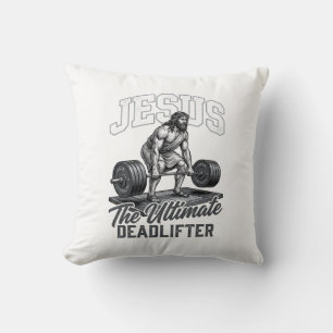 Jesus ultieme deadlifter vintage vector shirt Des Kussen