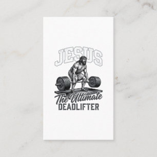 Jesus ultieme deadlifter vintage vector shirt Des Visitekaartje