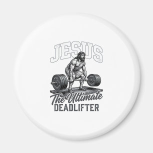 Jesus ultieme deadlifter vintage vector shirt ontw magneet