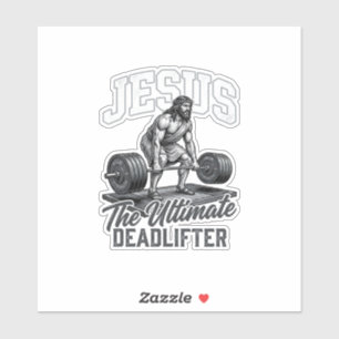 Jesus ultieme deadlifter vintage vector shirt ontw sticker