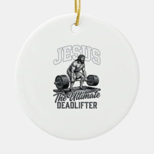 Jesus ultieme deadlifter vintage vector T-shirt De Keramisch Ornament