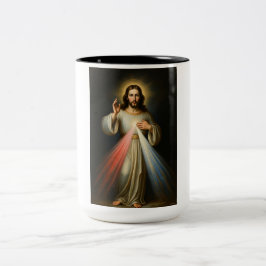 Jesus van de Goddelijke Barmhartigheid Koffiemok Tweekleurige Koffiemok