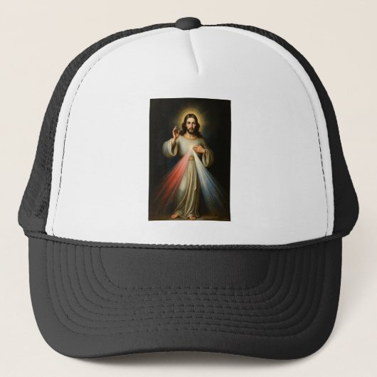 Jesus van de Goddelijke Barmhartigheid Trucker Hoe Pet (Voorkant)