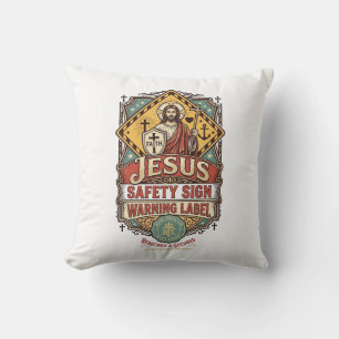 Jesus Veiligheidsbord Waarschuwingslabel Jesus Vei Kussen