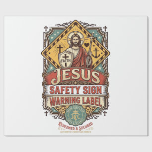 Jesus Veiligheidsbord Waarschuwingslabel Jezus Vei Cadeaupapier