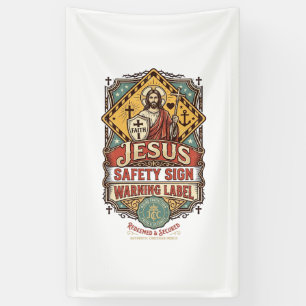 Jesus Veiligheidsbord Waarschuwingslabel Jezus Vei Spandoek