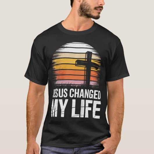 Jesus Veranderde Mijn Leven Retro Kruis T-shirt (Voorkant)