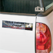 Jesus verbreekt de kettingen bumpersticker (Op Truck)