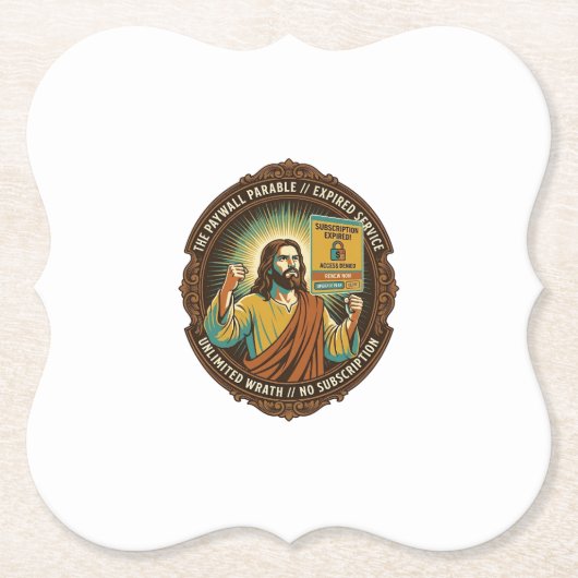 Jesus Verlopen Software Abonnement Betaalmuur Tech Kartonnen Onderzetters (Voorkant)