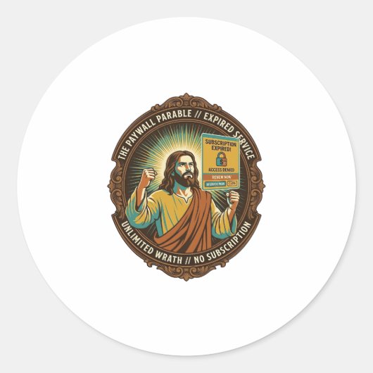 Jesus Verlopen Software Abonnement Betaalmuur Tech Ronde Sticker (Voorkant)